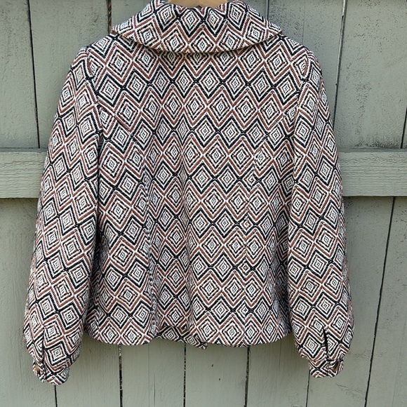 Tibi Wool Peacoat Geometric Print Houndstooth Seersucker Career Wear Sz 4 - Picture 5 of 6